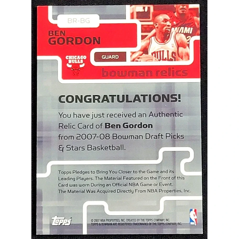 2007-08 BOWMAN  BEN GORDON‎ JERSEY